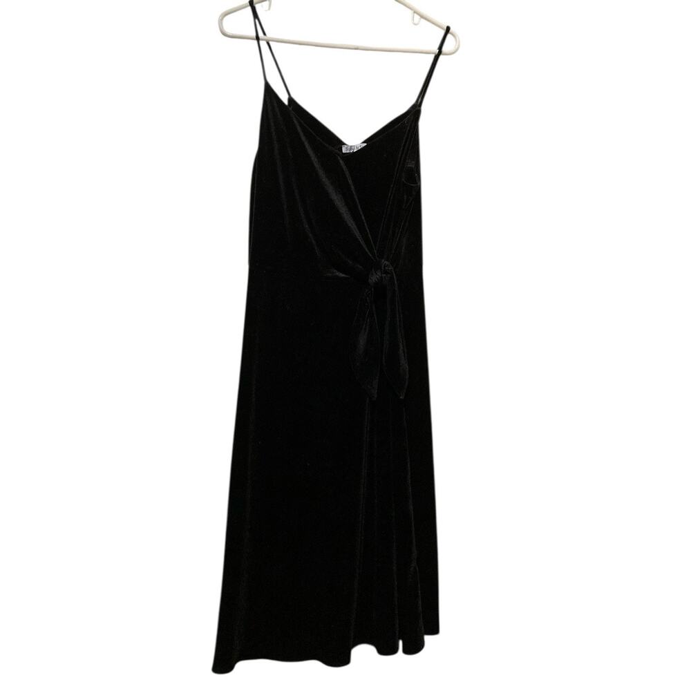 See and Be Seen Women Black Velvet Dress Size Large Tie Front